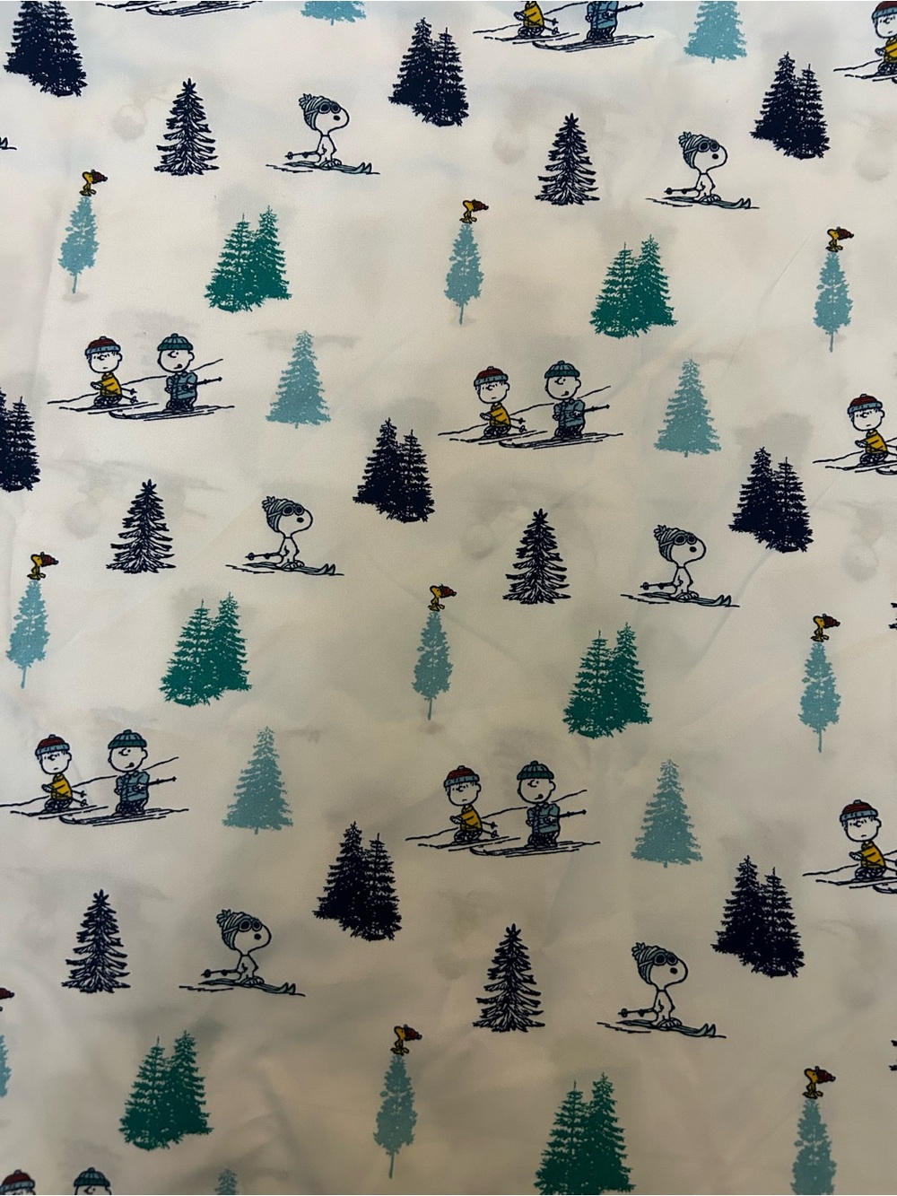 Peanuts Snoopy Skiing Flat Sheet Full Berkshire Winter Charlie Brown 92x80